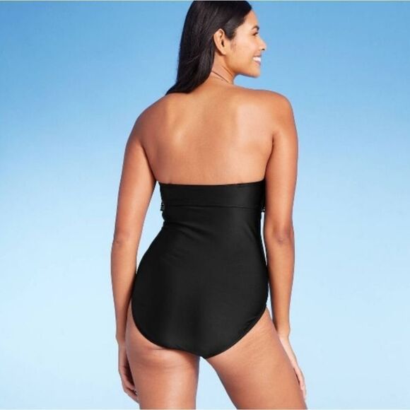 NWT Black Ruffle Lace Front One Piece Swimsuit | Kona Sol XL 16/18 - Picture 5 of 6